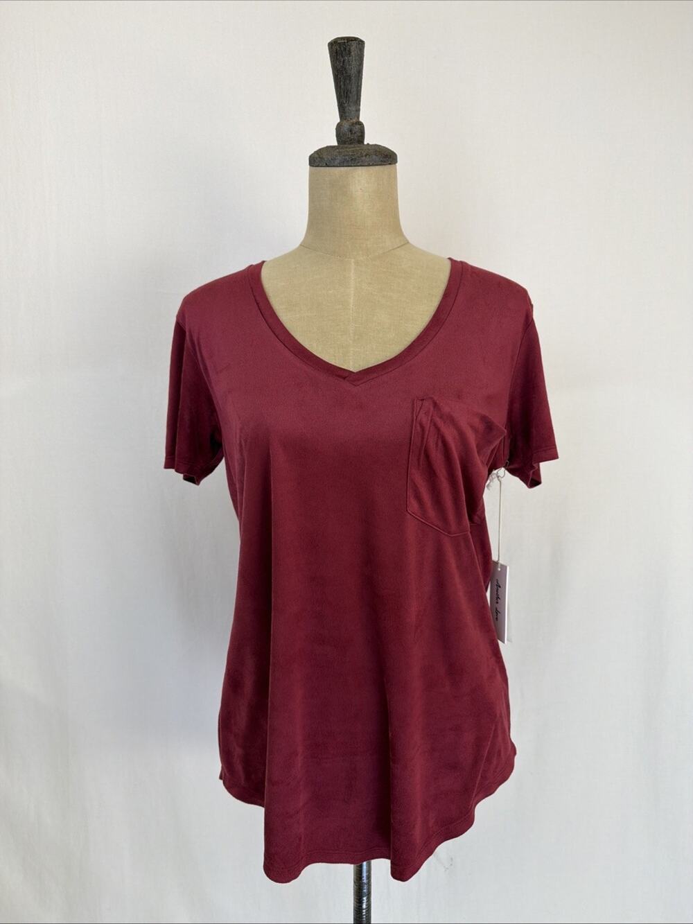 NWT Another Love Maroon "Phoenix" Short Sleeve Top SMALL #0636